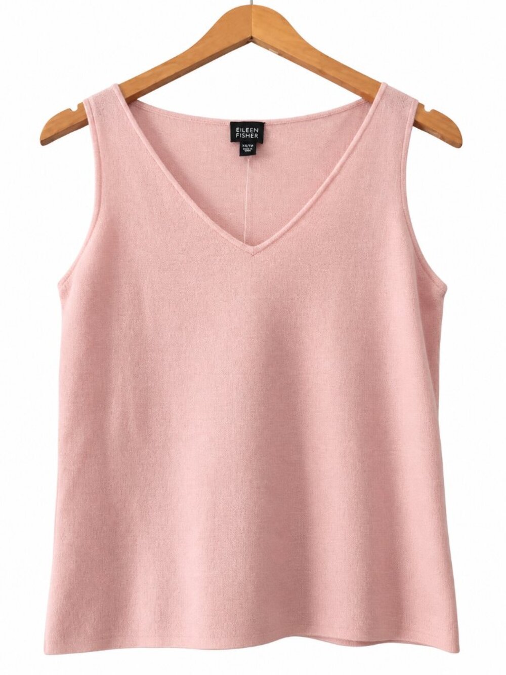 NWT Eileen Fisher Petal 100% Merino Wool Italian Yarn Wide V-Neck Shell Tank XS